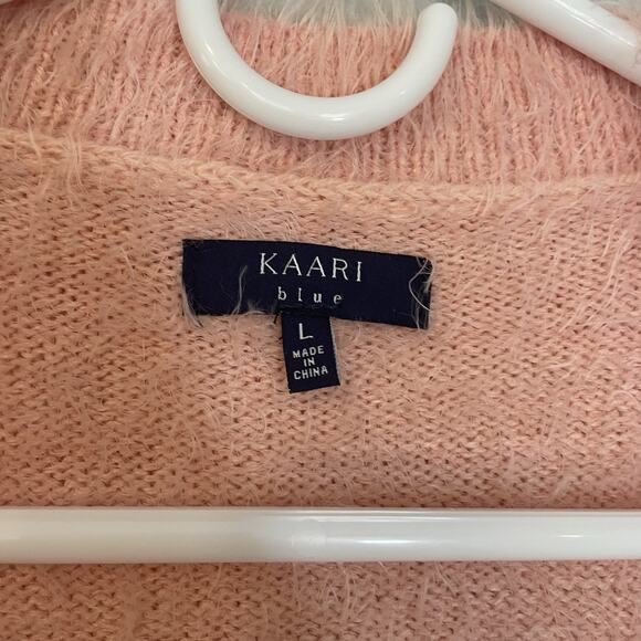 Kaari Blue Open Front Cardigan Fuzzy Sweater Petal Pink Womens Size Large Cozy - Picture 3 of 7
